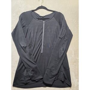 Athleta Black Long-Sleeve Half-Zip Workout Top
